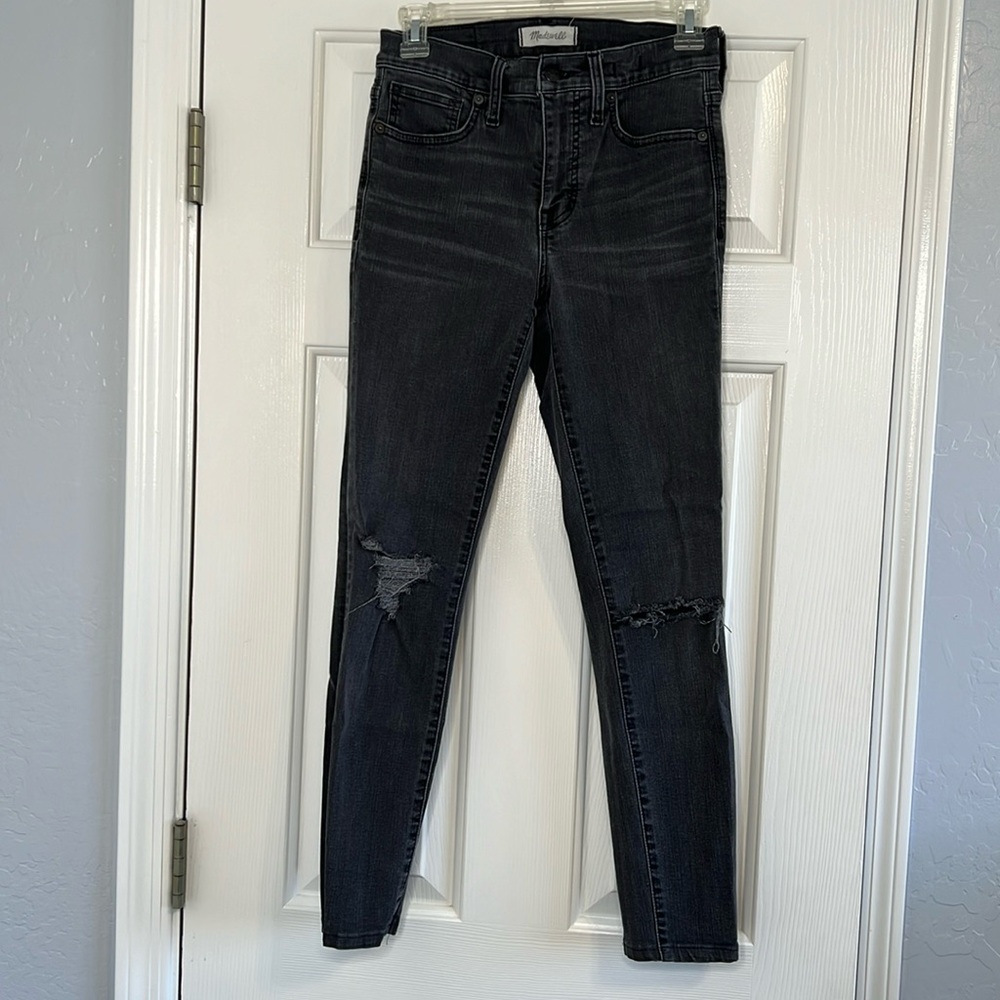 Madewell grey distressed 9” high rise skinny jeans very stretchy 2 / 26 Tall